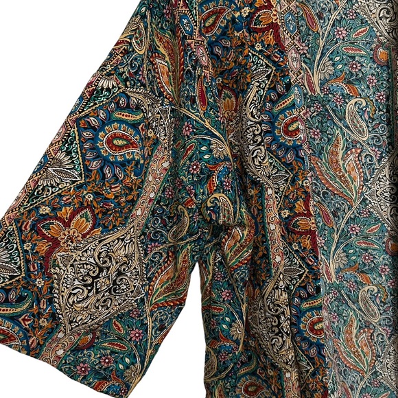 NWOT Boho Mixed Prints Open Front Kimono L - Picture 9 of 13